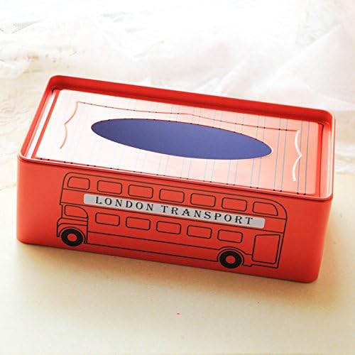 Comfspo Beautiful Cartoon Printed Tin-coated Iron Tissue Box Napkin Holder for Home Office, Car Automotive Decoration