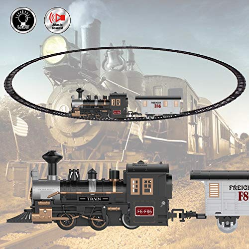 Fistone Electric Rail Play Trains Railway Track Sets with Realistic Sound and Light Effects Simulation Model Toy for Kids