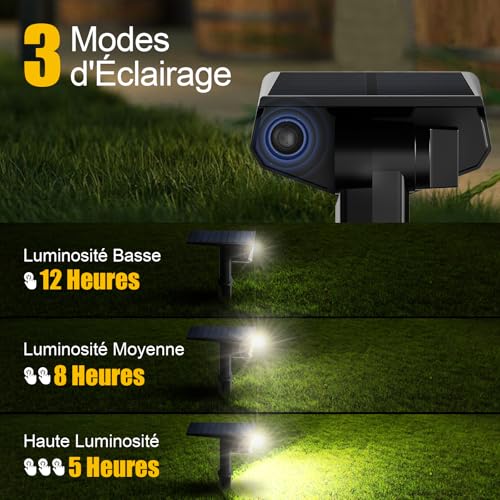SUNNMO Set of 4 Powerful Solar Outdoor Garden Lights, Outdoor Solar Light with 3 Modes, IP65 Waterproof Solar Outdoor Lighting for Garden, Pathway, Cold White