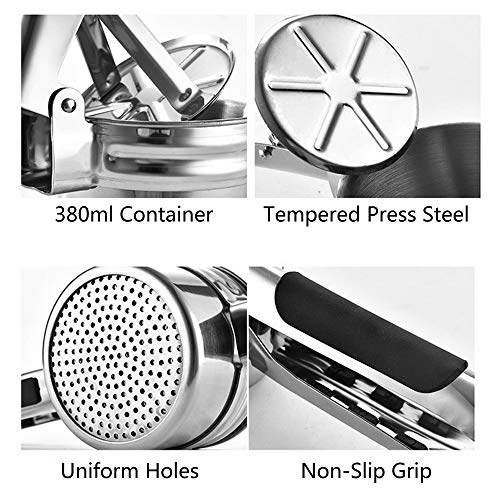 Potato Ricer Masher Stainless Steel with 3 Interchangeable Discs and Potato Peeler, Fruit and Vegetables Press with Non-slip Silicone Grip Handle - Thumbnail 3
