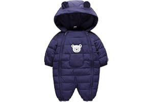 Simplee kids Unisex Onesie Baby Romper Toddler Warm Outwear Winter Coat Double Zipper Baby Hooded Snowsuit for 18-24 Months