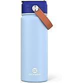 GoKEDA 18oz Kids Water Bottle, Insulated Water Bottles with Stickers, 18/8 Stainless Steel Vacuum Leak Proof Straw Cup for School, Gifts for Boys(Light Blue)