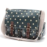Anladia Oilcloth polka Dot Satchel A4 Folder Size Cross Body Messenger Handbag