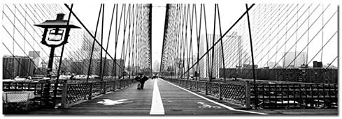 Elementem Big Canvas Wall Art – Brooklyn to NYC B&amp;W Photo Print 20 x 60 inches – Ready to Hang Frameless Contemporary Statement Wall Art, Wall Mounted City Skyline Photography