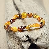 Colorful handmade Genuine Amber bracelet for women - on rubber
