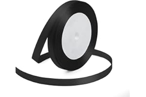 KMER LIFE 3/8 Inches x 25 Yards Black Satin Ribbon Solid Fabric Ribbons for Crafts, Wedding Decor, DIY Hair Accessories, Sewing, Gift Package Wrapping, Valentine's Day Bouquet and More