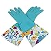 Sealike Floral Antiskid Dishwashing Gloves Cleaning Gloves Household Gloves Water Stop Waterstop Gloves with Stylus Blue