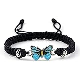 COLORFUL BLING Multicolor Braided Woven String Butterfly Bracelets for Couple Matching Friendship BFF Family Butterfly Wristband Jewelry