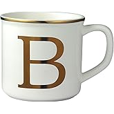 Miicol Ceramic Coffee Mug 16 oz, Monogram Coffee Cup, Golden Initial Tea Mug, Personalized Tea Cup, Unique Gift, Large Mug for Home, Office, Letter B