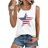 Square Neck Patriotic Tank Tops for Women 4th of July America Stars Stripes Flag USA Graphic Cami Shirts Summer Tops