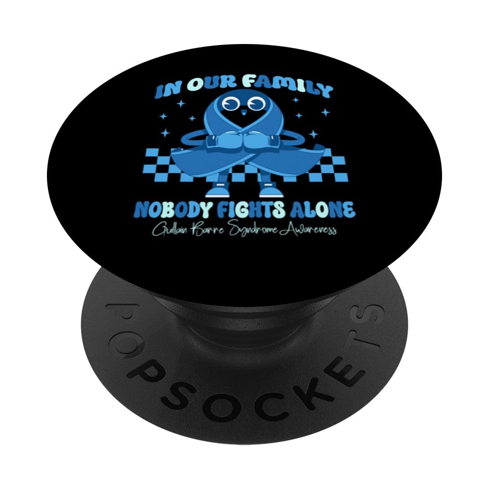 Blue Ribbon Groovy Guillain Barre Syndrome Awareness PopSockets Swappable PopGrip