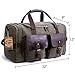 SUVOM Canvas Duffle Bag Leather Weekend Bag Carry On Travel Tote Duffel Weekender Luggage Oversized Holdalls Handbag for Men and Women with Padded Shoulder Strap(Army Green)