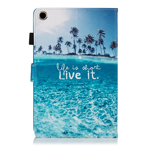 Kindle Fire HD 8 Case,LittleMax PU Leather Case Flip Stand Protective Auto Wake / Sleep Cover for Amazon Kindle Fire HD 8 7th Gen 2017 Release & 6th Gen Release 2016 with Free Stylus-04 Beach
