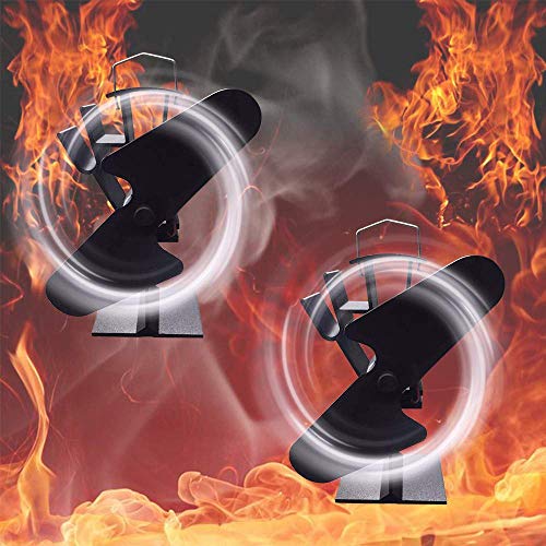 AFYH Fireplace Fan, Wood Stove Fan Fireplace Accessories Stove Fan Fan, 2 Blade Hot Air Thermometer Powerful Motor Increase Indoor Temperature 80%, Suitable for Fireplace Wood Stove Stove.