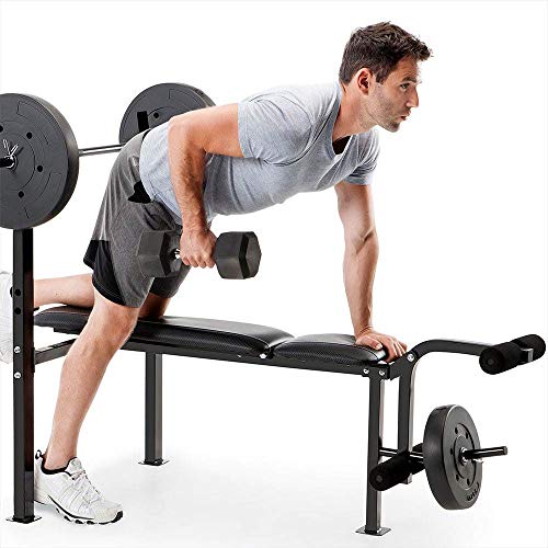 Marcy Competitor Standard Workout Bench with 80 lbs VinylCoated Weight