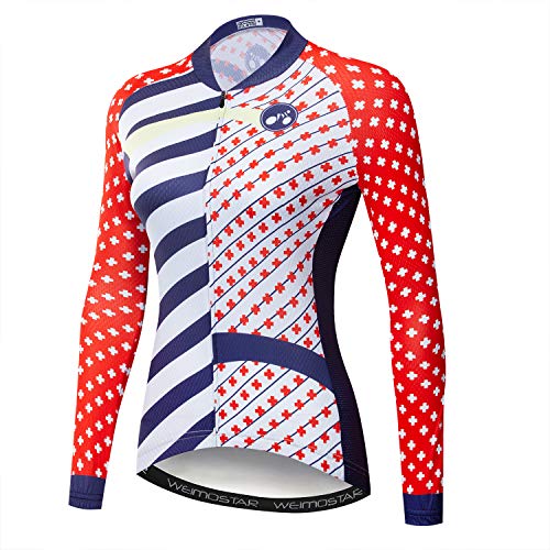 Women's Cycling Jersey, Long Sleeve Bike Jersey, Flowers Shirt Team Bike Clothing Comfortable Quick Dry Wear Top