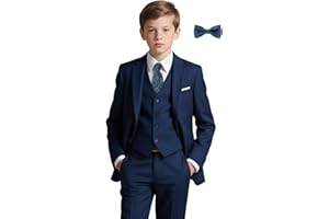 SISAVE Boys Suit for Kids 6 Pieces Formal Dresswear Set Teen Boys Tuxedo Suits for Wedding Graduation