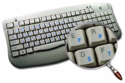 COLEMAK STICKER FOR KEYBOARD WITH BLUE LETTERING ON TRANSPARENT BACKGROUND