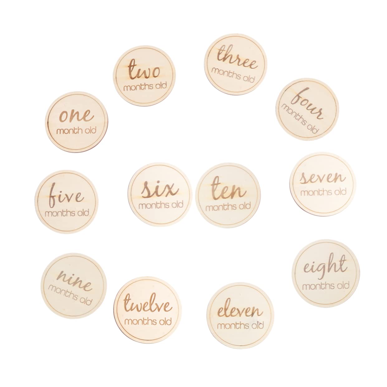 Toddmomy Baby Monthly Cards 12Pcs Infant Birthday Photography Props Round English Letters Newborn Growth Keepsake for Social Media
