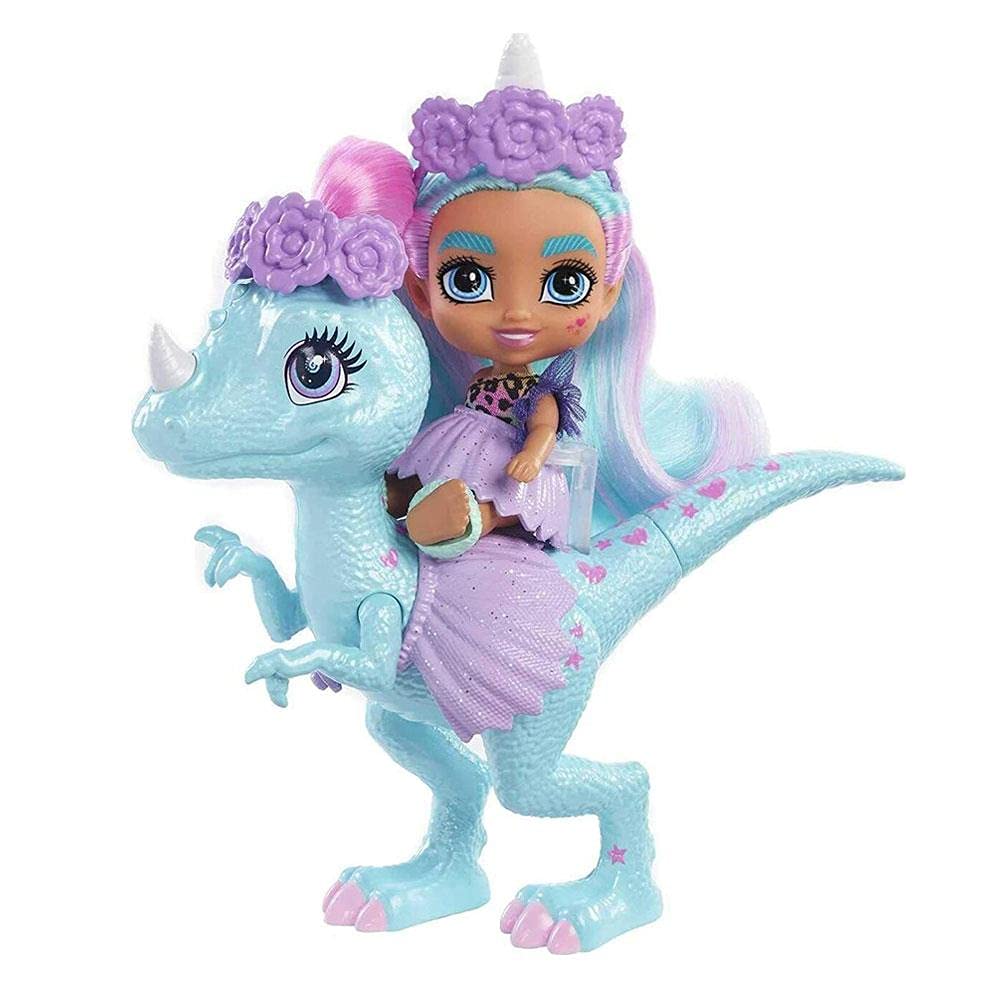​Cave Club Cave Tots Unicorn Tot Doll (Approximately 3.5 Inch) Small Doll with Dinosaur & Blue Hair, Wearing Outfit & Accessories