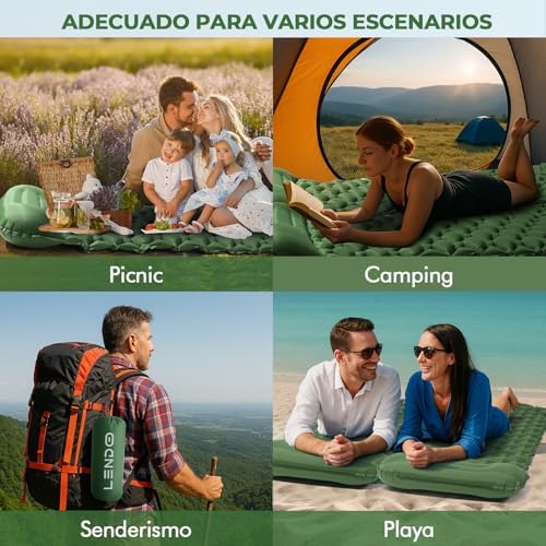 Tapete de campismo ultraleve, colchão de campismo auto-insuflável com almofada, tapete de exterior com bomba de pé, tapete insuflável ultraleve para exterior e caminhadas