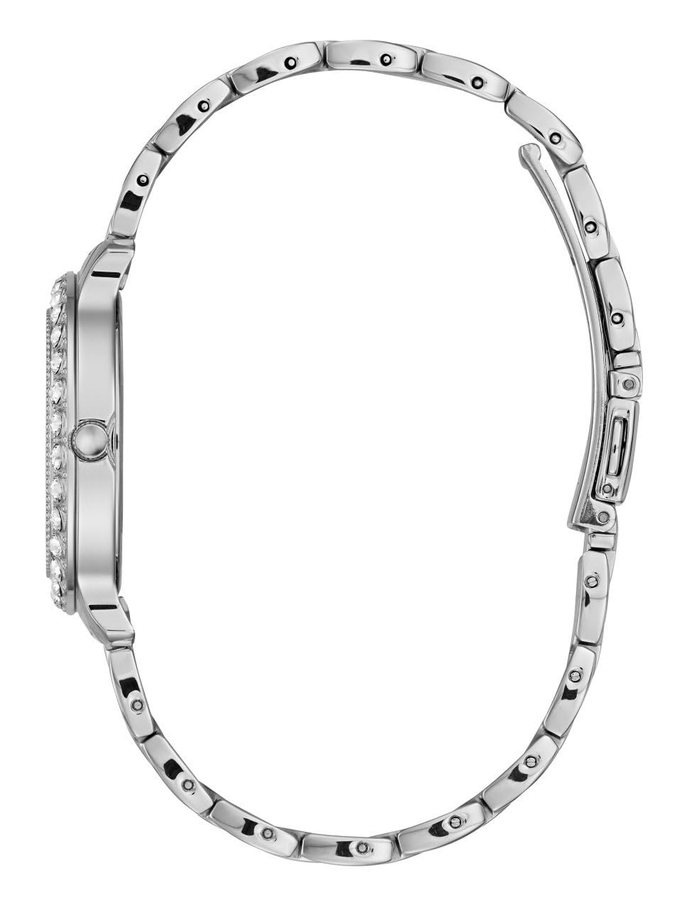 GUESS Stainless Steel + Pink Crystal Bracelet Watch. Color: Silver-Tone (Model: U1062L2)
