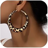Leopard Print Hoop Earrings for Women Cheetah Earrings Large Hoop Trendy Animal Print Jewelry for Women