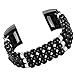 fastgo Compatible with Fitbit Charge 2 Band for Women, Elastic Stretchy Bling Beaded Replacement Bracelet Watch Band Compatible with Fit Bit Charge 2 HR Wrist Band(Pearl Black)