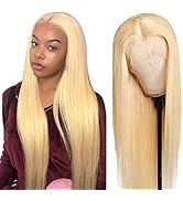Ali Panda HD 613 Blonde Straight Lace Front Wigs Human Hair 13x4x0.5 T Part Blonde 613 Human Hair...