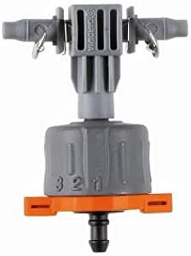 Gotero lineal ajustable regulador de presión Caudal regulable de 1 a 8 l/h con escala de graduación, Contenido: 5 goteros lineales y 1 tapón de cierre.