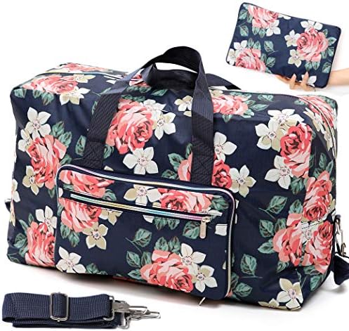 Foldable Travel Duffle Bag for Women Girls Large Cute Floral Weekender Overnight Carry On Bag for Kids Checked Luggage Bag (A-Pink Rose) 1 Foldable Travel Duffle Bag for Women Girls Large Cute Floral Weekender Overnight Carry On Bag for Kids Checked Luggage Bag (A-Pink Rose)
