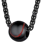 PROSTEEL 316L Stainless Steel 3D Football/Basketball/Volleyball/Baseball/Rugby Ball Cool Necklaces for Men, Sports Players Favors Jewelry, 22inch, Come with Box