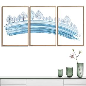 3 Piece Framed Canvas Wall Art for Living Room, Bedroom Abstract Tree Canvas Prints for Home Decoration Ready to Hang - 16"x24"x3 Panels