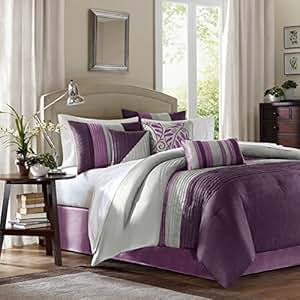 Amazon.com: 7 Piece Striped Jacquard Pattern Comforter Set
