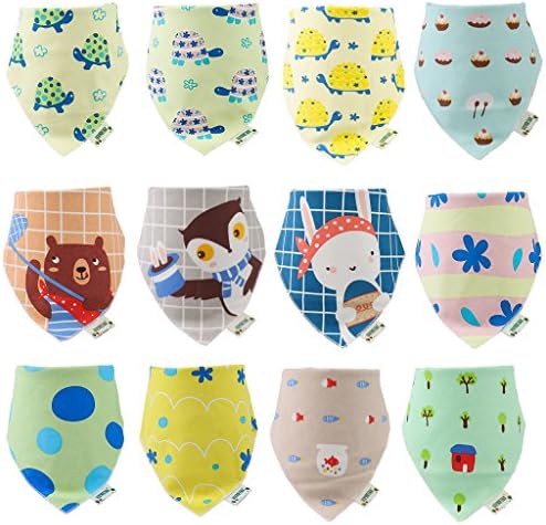 12- Pack Baby Bandana Bibs Girls Baby Drool Bib Gift Set for Baby Boys Teething bib