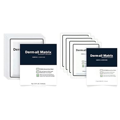 Derm&amp;amp;middot;all Matrix] Facial and Eye Sheet Mask SET 8 sheets Facial Eye Zone Dermal Care Moisturizing Skin Soothing Wrinkle Improvement