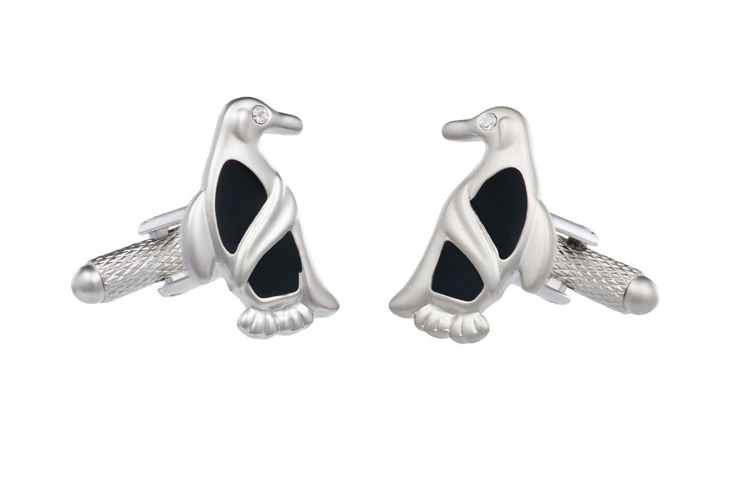 Cool Penguin Cufflinks With Crystal Design Eye In Onyx Art Cufflinks Box