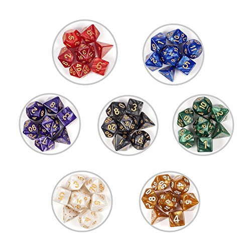 image for DNDND D&D Dice Sets, 7 Full Sets Polyhedral Dice Sets with Drawstring 