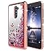 ZTE ZMax Pro Case, ZTE Carry Z981 Case, ZTE Blade X Max Case (Z983) w/ [Tempered Glass Screen Protector], NageBee Quicksand Liquid Floating Glitter Flowing Sparkle Bling Diamond Case -Rose Gold