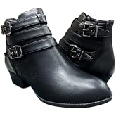 Bellmora Women's Payton Boot Side Zip High Block Heel Ankle Booties