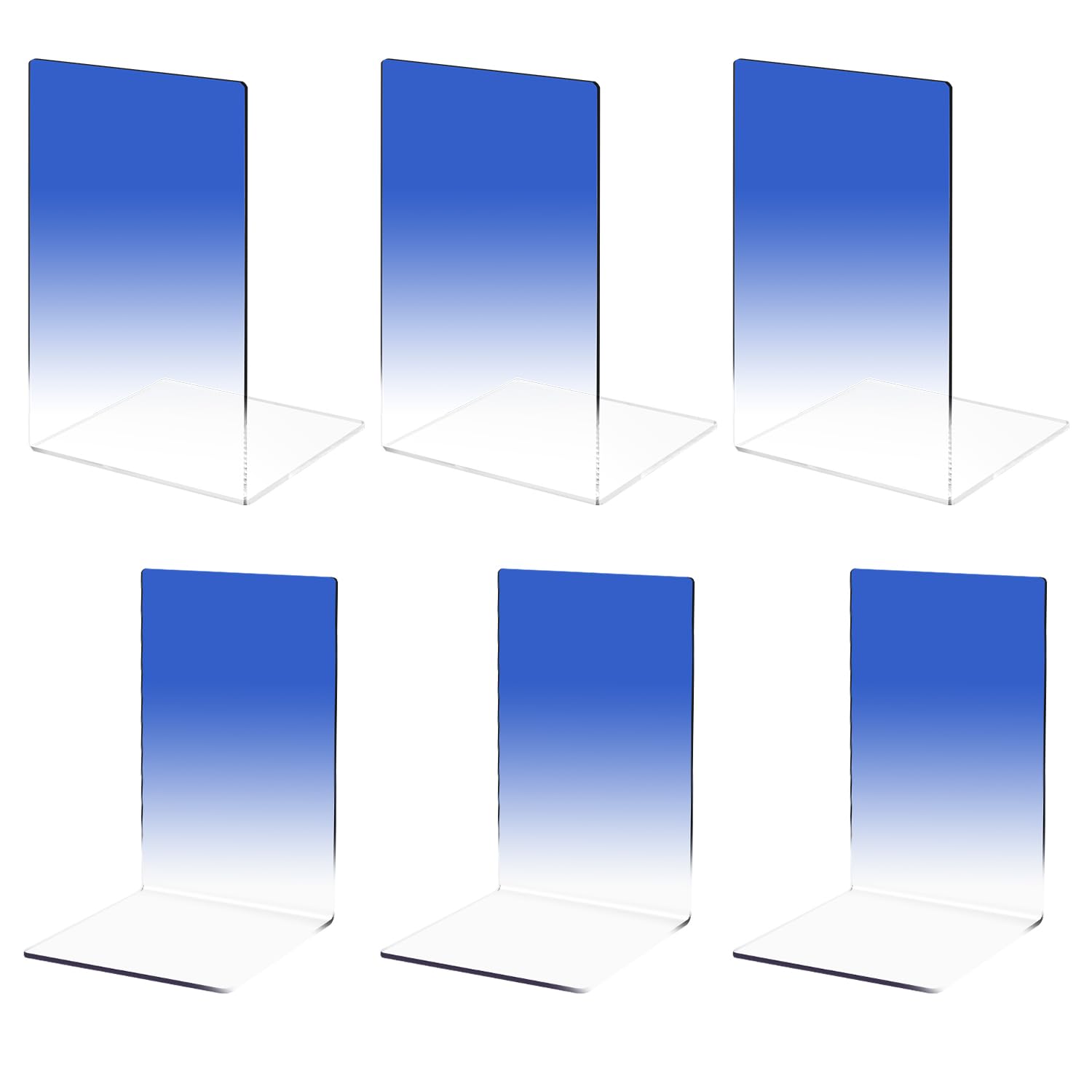 3 Pairs Acrylic Bookends, MSDADA Acrylic Book Ends for Book Shelves, Non-Slip Desktop Book Organizer Stationery Bookracks for School Supplies Library Books Office Book Holder(Royal Blue)