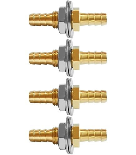 JoyTube Schlauchfitting – 0,32 Cm ID, Widerhaken, Durchgangs-Bulkhead, 2 Stück Mit Edelstahl-Unterlegscheiben