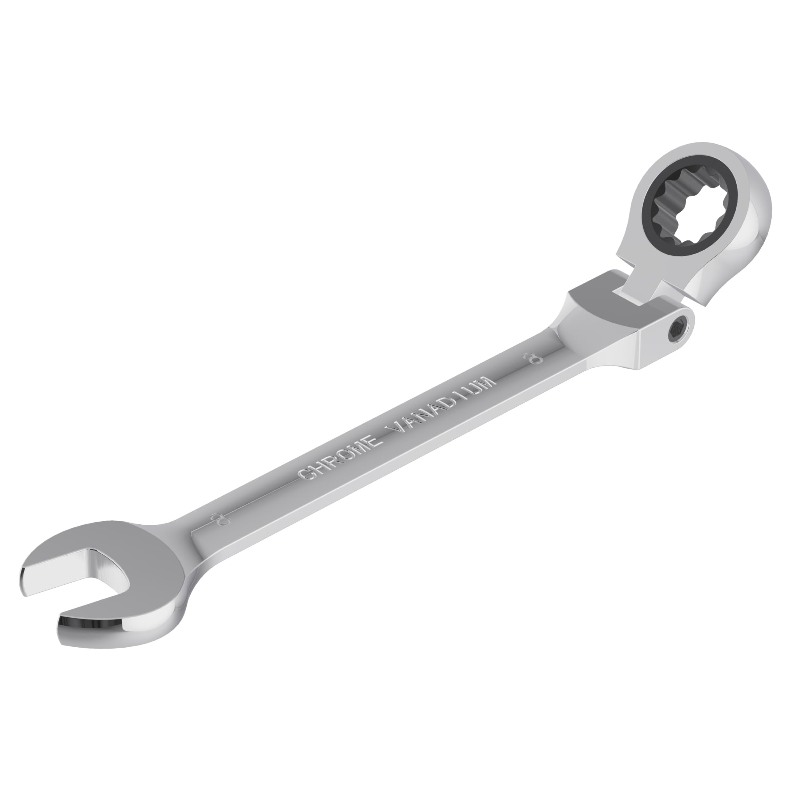 FOCMKEAS 8mm(5/16") Flex-Head Ratcheting Combination Wrench Metric 72 Teeth 12 Point Ratchet Box Ended and Open End Spanner Tools, Flexible Head Gear Wrench, Heat-Treated CR-V