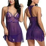 Avidlove Womens Slim Lace Cups Strappy Babydoll lingerie Mesh Chemise For Sex
