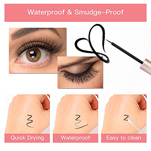 5 Pairs Magnetic Eyelashes with Eyeliner Kit, Shinyevfd Upgraded 3D Magnetic Lashes Pack Natural Look with Tubes Magnetic Eyeliner Kit & Unique Applicator Tool