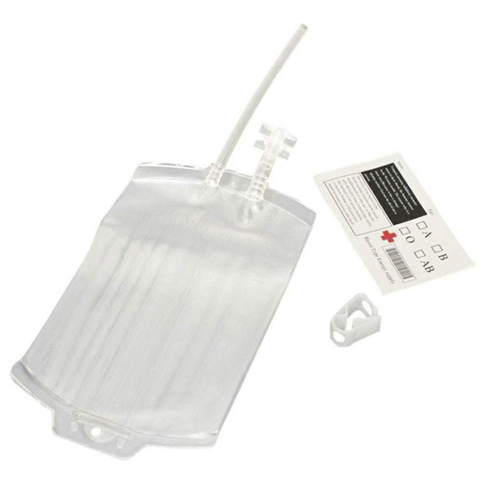 BSTCAR 350 ml infusion bag, infusion bag for filling, drink bag, blood bag for filling, infusion cutlery, transparent, Halloween props