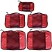 TravelWise Packing Cube System - Durable 5 Piece Weekender Plus Set (Red)
