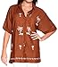 La Leela Women Hawaiian Shirt Embroidered Blouses Casual Workwear Boyfriend Dress Top