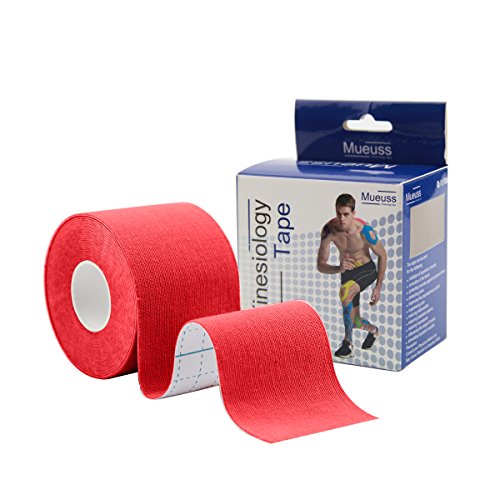 MUEUSS Kinesiology Tapes Uncut Waterproof Hypoallergenic Breathable Elastic Roll for Knee Ankle Muscles Elbow Shoulder Latex Free 16.5 ft (Red, 1 pc/Set)