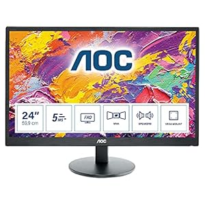 AOC M2470SWH - 24 Inch FHD Monitor, 60Hz,5ms, MVA, Speakers ( 1920 x 1080@ 60Hz, 250cd/m², HDMI 1.4 x 2/ VGA)